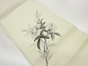 作家物　塩瀬金彩手描き花葉模様名古屋帯